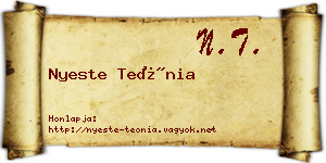 Nyeste Teónia névjegykártya